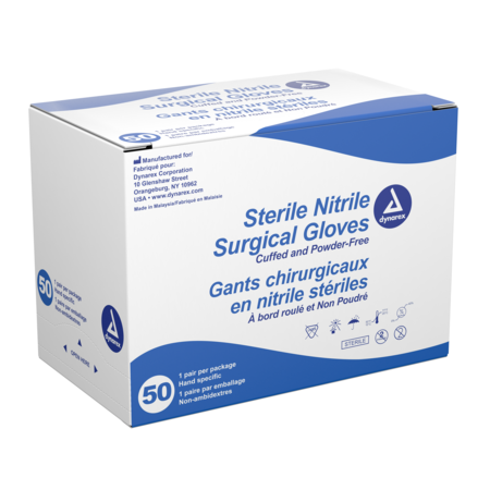 Dynarex Sterile Nitrile Surgical Gloves- Powder-Free (Pairs) - Size 7.5 6536